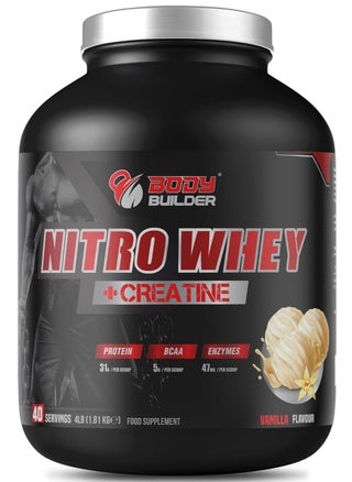 Nitro Whey + Creatine | 31g of whey Protein for Muscle Growth & Recovery 5g Creatine10g BCAA with Digestive Enzymes for Lean Gains & Energy Boost - (Vanilla, 4 LB) - pzsku/Z9A813CBFF82237DBBA15Z/45/_/1727880800/086ba92c-ddbb-4382-b982-23a0a58e93b9