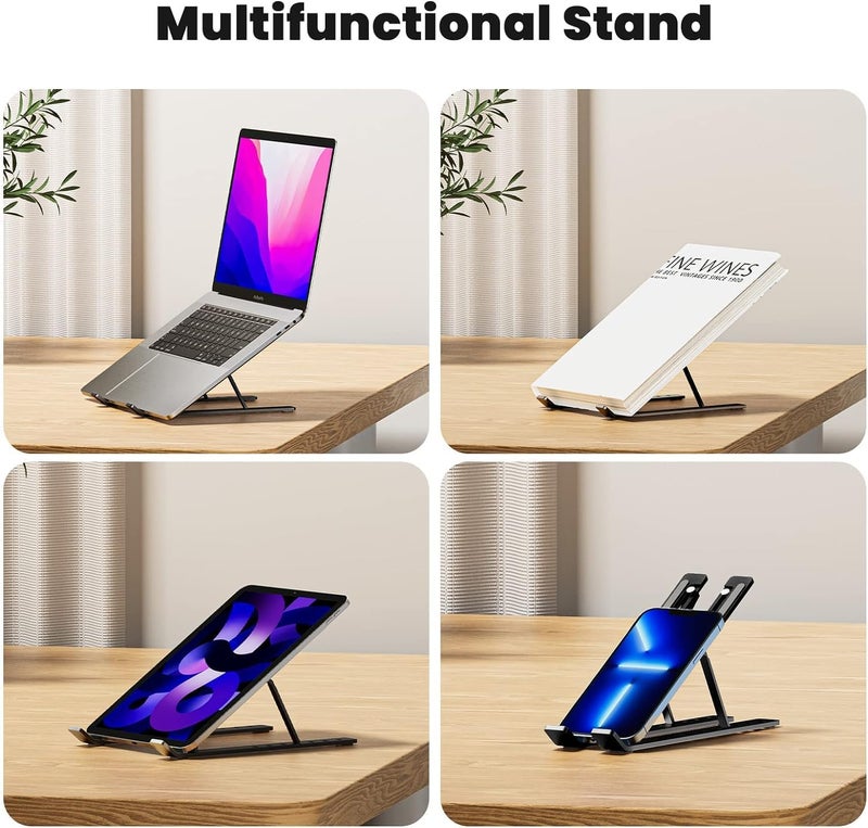 Portable Laptop Stand, Aluminum Laptop Holder, Adjustable Laptop Riser, Notebook Computer Laptop Stand For Desk Compatible With Macbook Air Pro, Dell, Asus, Hp, Lenovo, 10-15.6 Laptops (Black) - Image 2