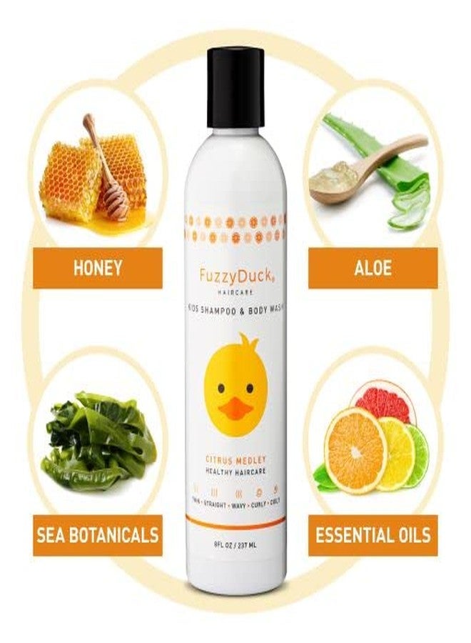 FuzzyDuck Kids Tear Free Shampoo & Body Wash - Natural Hair Products for Kids Made with Aloe, Sea Botanicals & Honey, Boost Moisture & Manageability for All Hair Types (Citrus Medley, 8oz) - Image 3