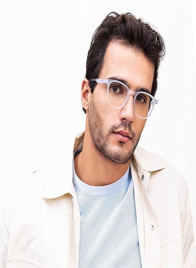 Roshfort Zero Power Square Eyewear Frames Blue lightweight TR frames with UV protection Perfect accessory for everyday use Men & Women. (Transparent, D-2) - Image 2