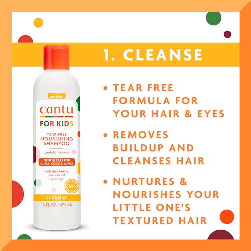 Cantu Care for Kids Haircare Regimen Set with Large Size Shampoo + Conditioner + Detangler + Leave-In Conditioner (Pack of 4) - Image 3