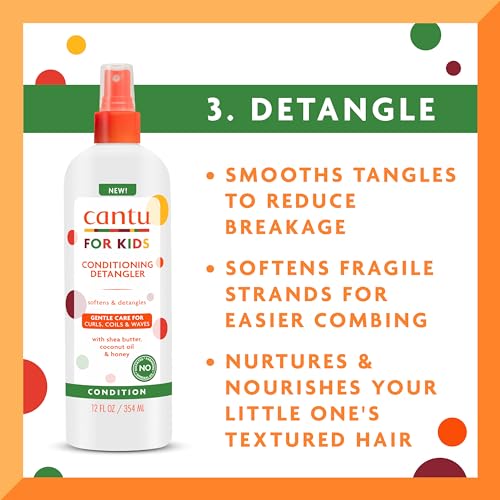 Cantu Care for Kids Haircare Regimen Set with Large Size Shampoo + Conditioner + Detangler + Leave-In Conditioner (Pack of 4) - Image 5
