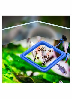 Excefore حلقة تغذية الأسماك 2 قطعة طعام آمن للاسماك طافٍ دائري أزرق، مع كوب شفط سهل التركيب لحوض السمك، ملحقات خزان الأسماك والسلحفاة (مربع + دائرة)  - Image 2
