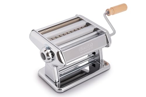 Imperia Titania Pasta Maker- Machine is 100% Made in Italy- Heavy Duty Steel Construction, Manual Roller with Wooden Handle- Cutter for Lasanga, Fettucine & More- Make Fresh Homemade Italian Noodles - Image 1
