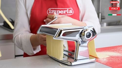 Imperia Titania Pasta Maker- Machine is 100% Made in Italy- Heavy Duty Steel Construction, Manual Roller with Wooden Handle- Cutter for Lasanga, Fettucine & More- Make Fresh Homemade Italian Noodles - Image 2