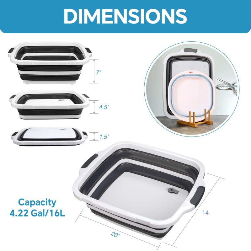 XUDAKAIXIN Collapsible BBQ Prep Tub for Meal Prep, Marinating,Food Storage, picnics, camping, barbecues,cutting fruits and vegetables - Includes Cutting Board and Locking Lid,(X-Large) Black - Image 4