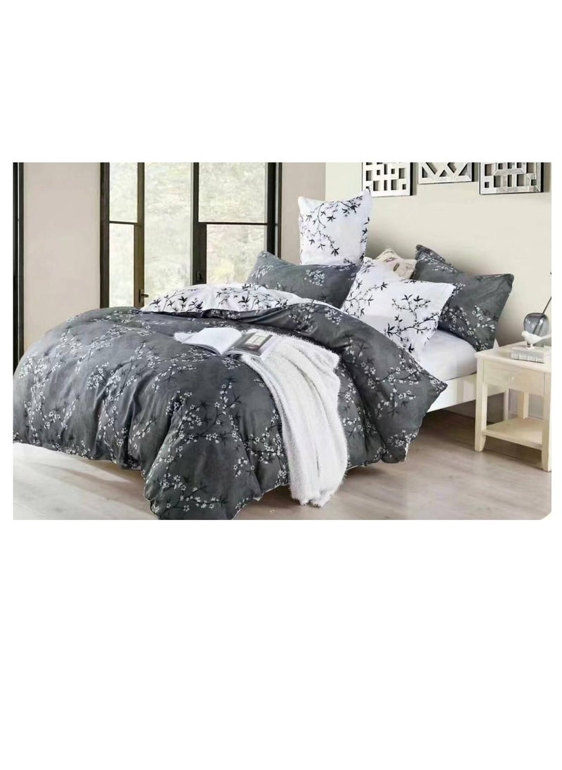 Generic Smooth fine Geometric leaf Single-Size Duvet Cover Set, Multicolour -160x210cm, Fitted sheets size (120x200)+30cm Cotton+Polyester 