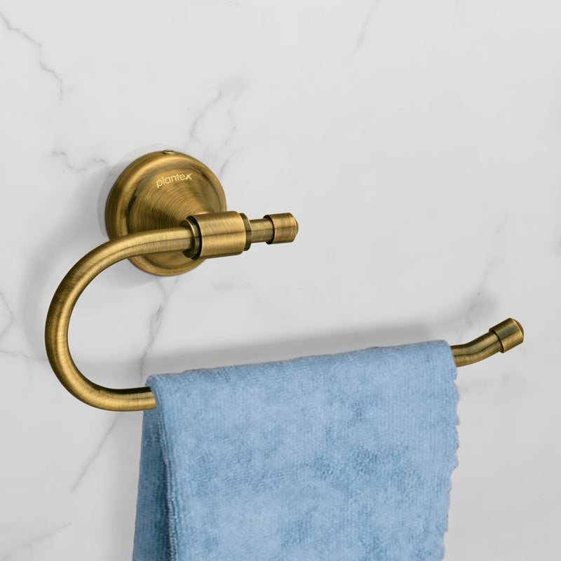 Plantex Bathroom Accessories - Stainless Steel 304 Grade Niko Napkin Holder/Towel Holder/Towel Hanger for Kitchen/Towel Ring (Brass Antique) - Image 1