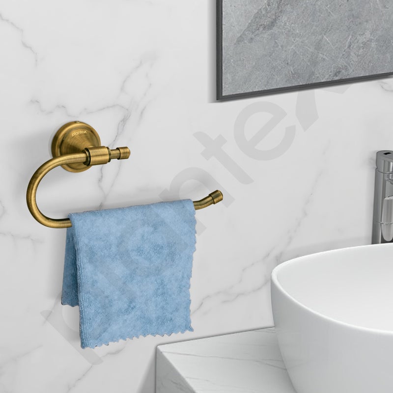 Plantex Bathroom Accessories - Stainless Steel 304 Grade Niko Napkin Holder/Towel Holder/Towel Hanger for Kitchen/Towel Ring (Brass Antique) - Image 2
