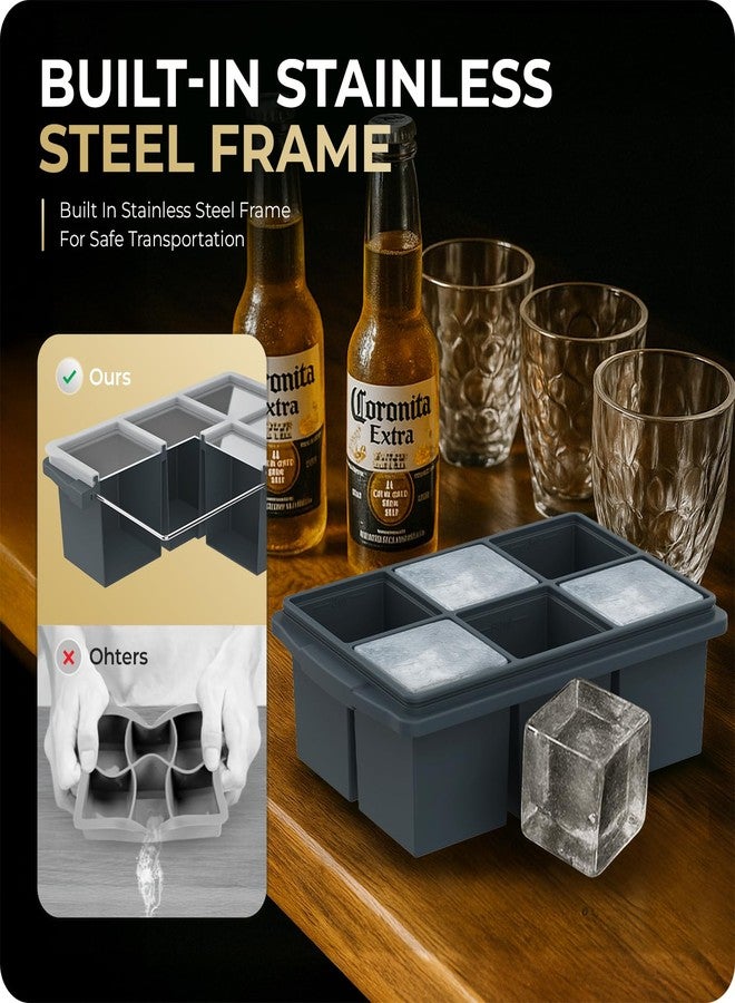 Xomoo Ice Cube Trays 2 Pack, Large size silicone ice cube mold suitable for refrigerators, cocktails, and whiskies, reusable and free of bisphenol A (Grey) - Image 2