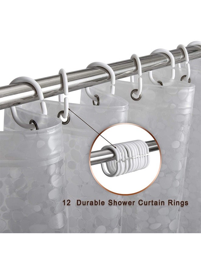 Peachjoy Shower Curtain Liner, Waterproof 8G EVA Thick Shower Curtain with Heavy Duty 3 Bottom Magnets, Shower Liner for Shower Stall, Bathtubs 3D Pebble Pattern, 72 x 72" with 12 Hooks, Pebble Hem - Image 5