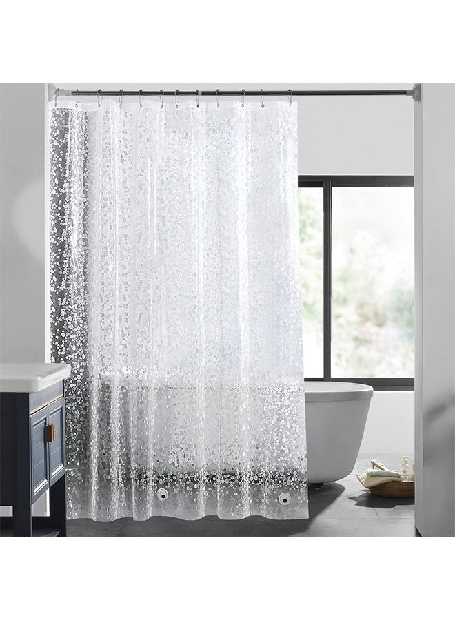 Peachjoy Shower Curtain Liner, Waterproof 8G EVA Thick Shower Curtain with Heavy Duty 3 Bottom Magnets, Shower Liner for Shower Stall, Bathtubs 3D Pebble Pattern, 72 x 72" with 12 Hooks, Pebble Hem - Image 1