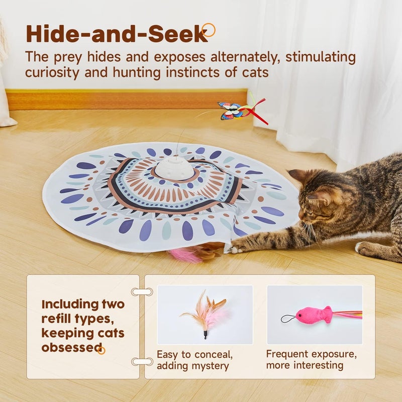 3-in-1 Interactive Automatic Cat Toy with Fluttering Butterfly and Moving Feather - Image 3