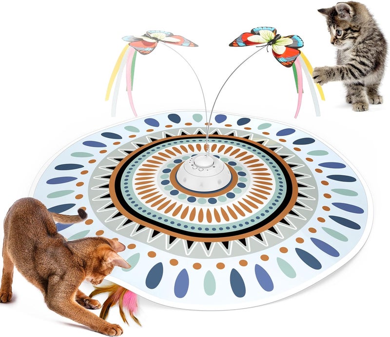3-in-1 Interactive Automatic Cat Toy with Fluttering Butterfly and Moving Feather - Image 1