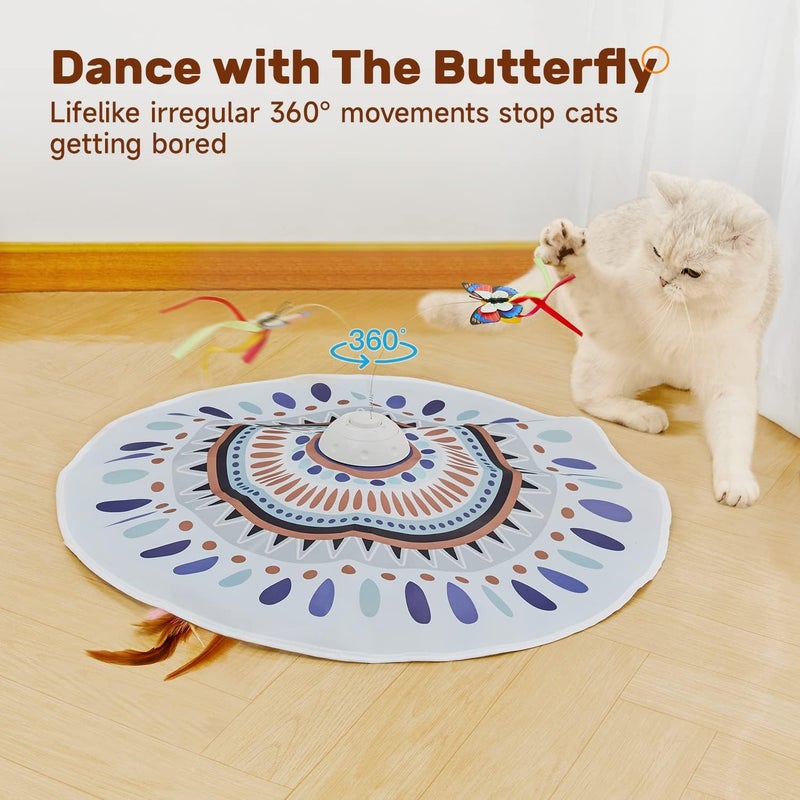 3-in-1 Interactive Automatic Cat Toy with Fluttering Butterfly and Moving Feather - Image 4