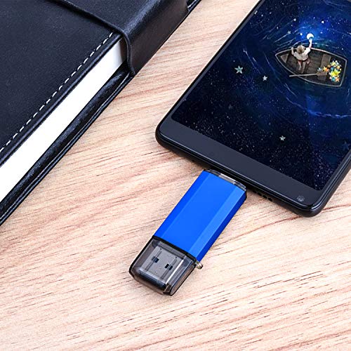 KALSAN 32GB USB Flash Drive, Dual USB Disk(USB-A 3.0/Type C 3.0), High Speed Thumb Drive USB Pen Stick for Type C Smartphones, Tablets, PC, New MacBook - Blue - Image 2
