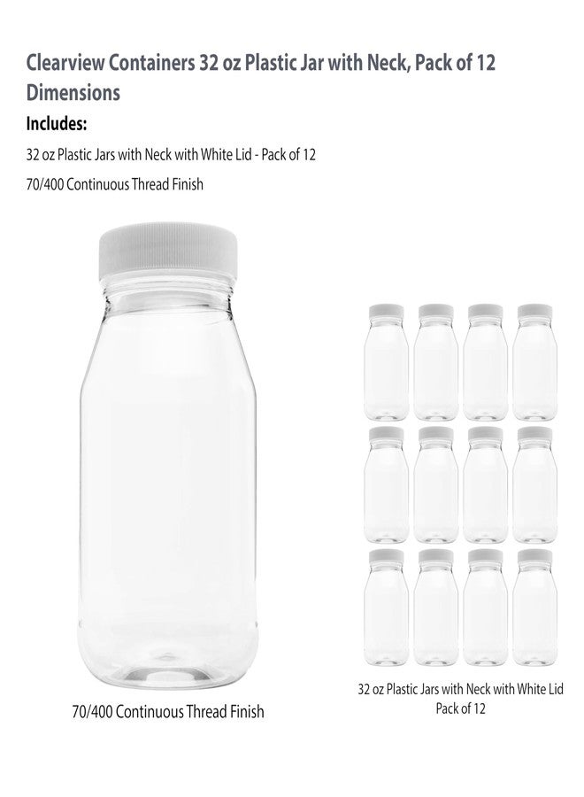 CLEARVIEW CONTAINERS - 12 Pack of 32 Ounce Plastic Quart Jars with 70RG Leak Proof Seal Lid - Food Grade and BPA Free (32oz, 6pk) - Image 2
