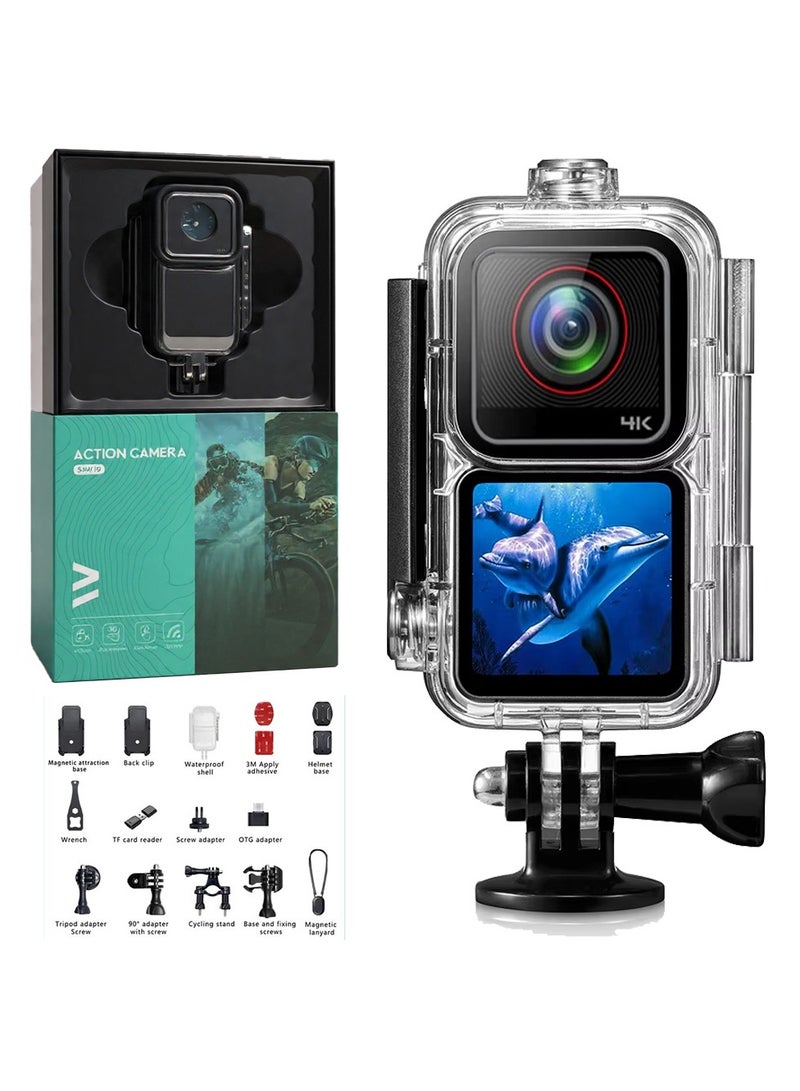 BlueFire 4K Ultra HD Anti-Shake WIFI Action Camera with 98ft Waterproof, Touch Screen, Magnetic Mount & Pre-Recording for Cycling, Motorcycle, Vlogging & Diving - Image 1