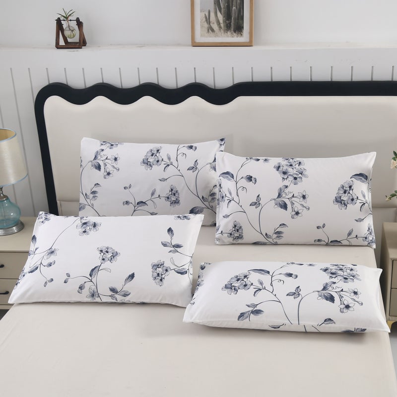 Morning Glory 3 Piece Polyester Fitted Sheet Set Breathable Wrinkle Resistant Home Bedroom - Image 4