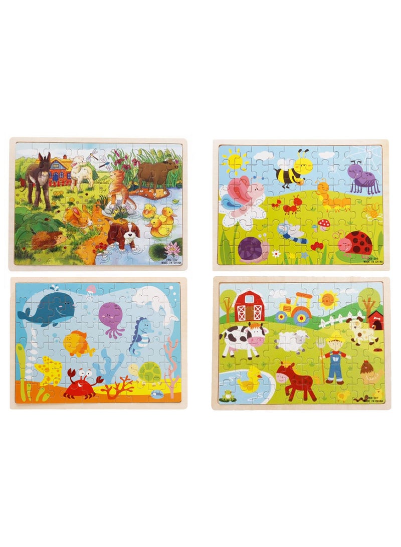 NQOOH Colorful Wooden Puzzle Game for Kids, 60 Pieces Colorful Wooden Puzzles for Toddlers (Set of 4) - Image 2