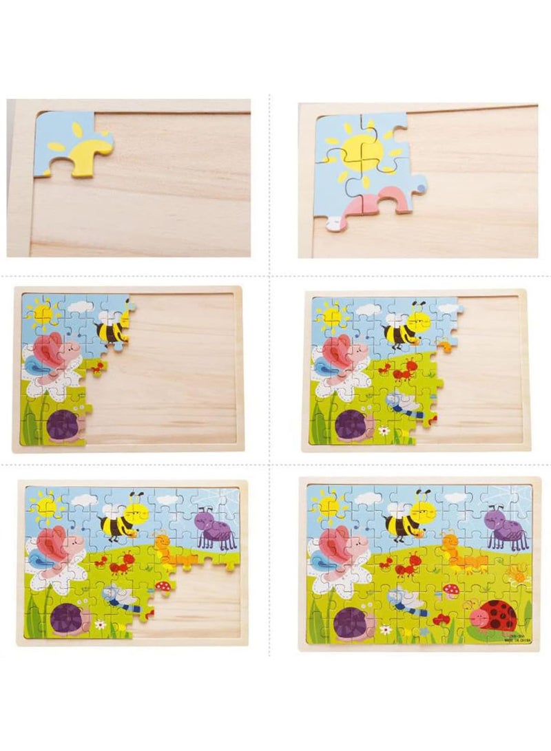 NQOOH Colorful Wooden Puzzle Game for Kids, 60 Pieces Colorful Wooden Puzzles for Toddlers (Set of 4) - Image 3