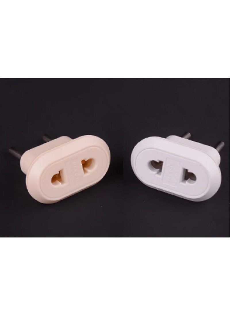 Dual to dual plug adapter, white + beige, 2 pieces