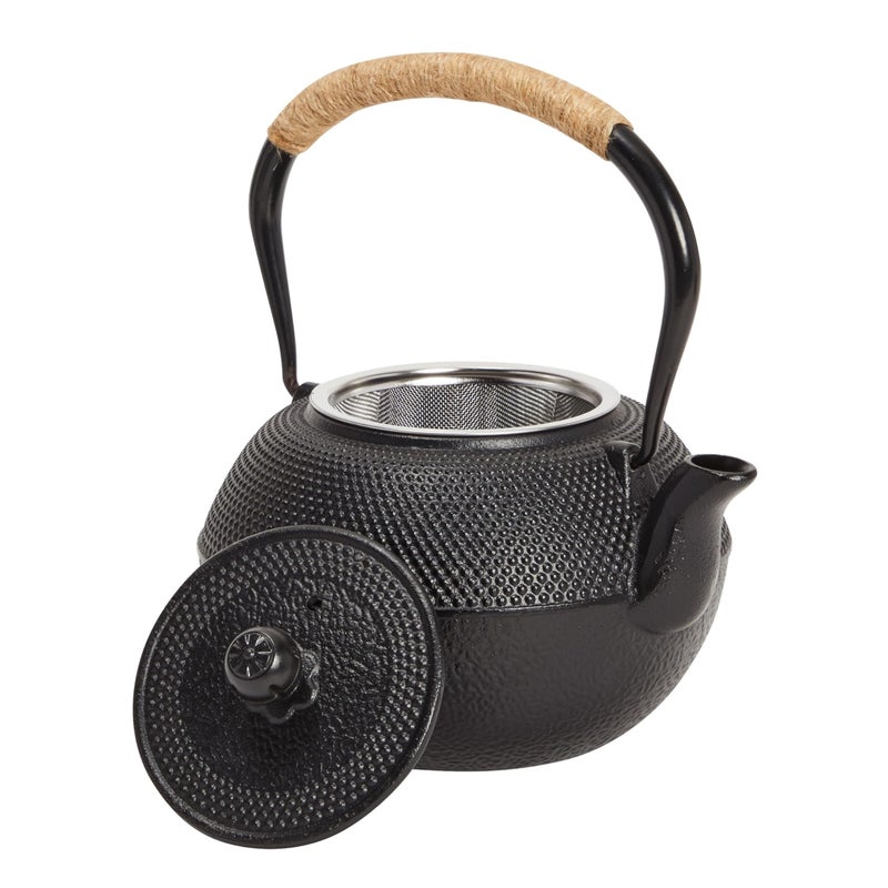Juvale Cast Iron Teapot - 1200 mL, Black, 2 Cups - Japanese Tea Set with Stainless Steel Infuser & Stovetop Kettle for Loose Leaf Tea - Image 4