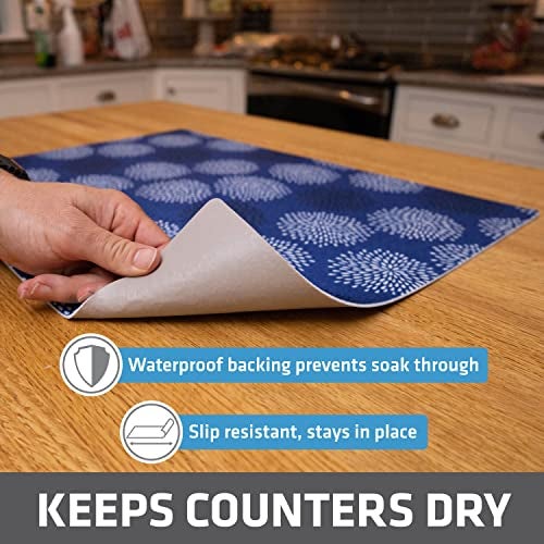 Drymate Jumbo XL Dish Drying Mat (19”x24”), Low-Profile, Super Absorbent, Quick Dry Fabric, Waterproof & Slip-Resistant, for Kitchen Counter, Trimmable, Easy to Clean (USA Made)(GoodBlue) - Image 3