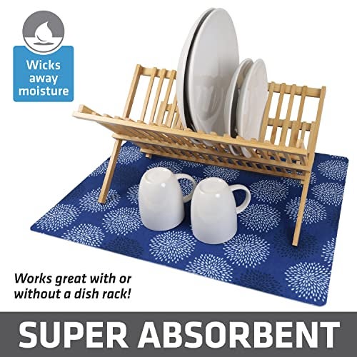 Drymate Jumbo XL Dish Drying Mat (19”x24”), Low-Profile, Super Absorbent, Quick Dry Fabric, Waterproof & Slip-Resistant, for Kitchen Counter, Trimmable, Easy to Clean (USA Made)(GoodBlue) - Image 2
