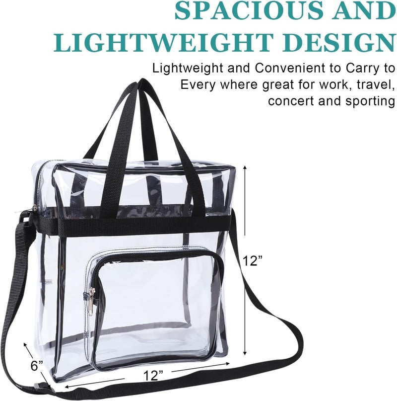 Clearworld Clear Bag Stadium Approved,Stadium Security Travel & Gym Clear Tote Bags,12"x 6"x12" | Stadium Approved, Stadium Security, Travel, Gym, 12"x 6"x12" - Image 4