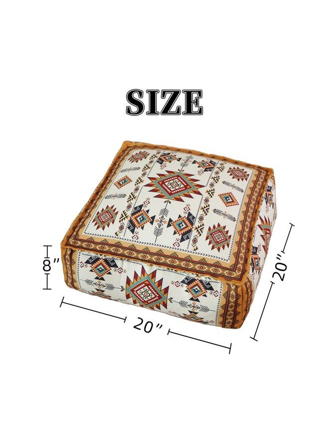 Artbloss Unstuffed Pouf Cover Ottoman Footrest Bohemian Chenille Foot Stool Floor Bean Bag 20x20x8 Inches for Living Room Bedroom Home Decor (Mustard Yellow, Square) - Image 4