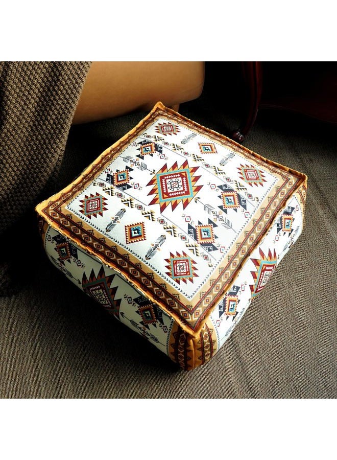Artbloss Unstuffed Pouf Cover Ottoman Footrest Bohemian Chenille Foot Stool Floor Bean Bag 20x20x8 Inches for Living Room Bedroom Home Decor (Mustard Yellow, Square) - Image 1