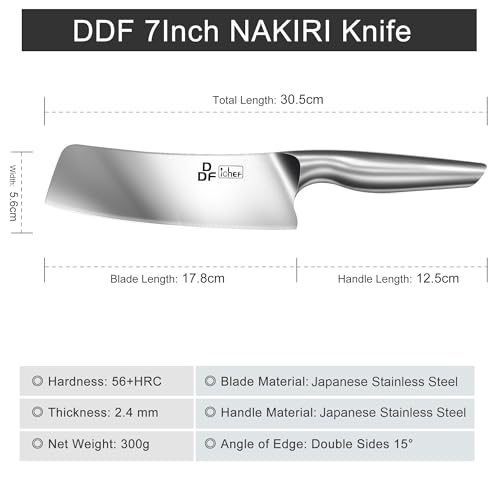 DDF iohEF Nakiri Kitchen Knife, Chef's Knife In Japanese Stainless Steel Professional Cooking Knives, Non-slip Ultra Sharp Knife with Ergonomic Handle - Image 5