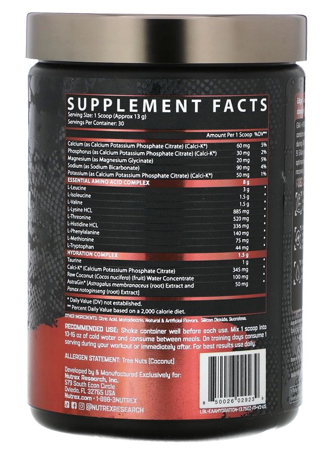 Nutrex Research EAA+ Hydration Fruit Punch 13.76 oz (390 g) - Image 2