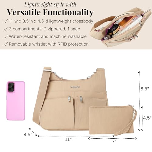 Baggallini Womens With Rfid Cross Over Crossbody, Beach, One Size US - Image 3