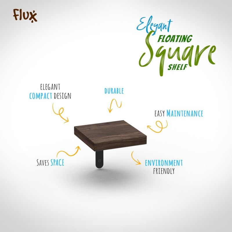 Flux منظم حامل الشاشة الخشبي ورف النباتات المثبت على الحائط - حامل مريح، منظم سطح المكتب، حامل لابتوب، تخزين موفر للمساحة، MDF ومعدن (أسود) 59.5 x 19 x 2 سم - Image 5