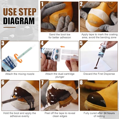 Ceoighe 1 Pack Polyurethane Boot Toe Repair Kit Waterproof, Abrasion Resistant Glue Adhesive & Protector for Work Boots Safety, Leather and Rubber Shoes (Brown) - Image 4