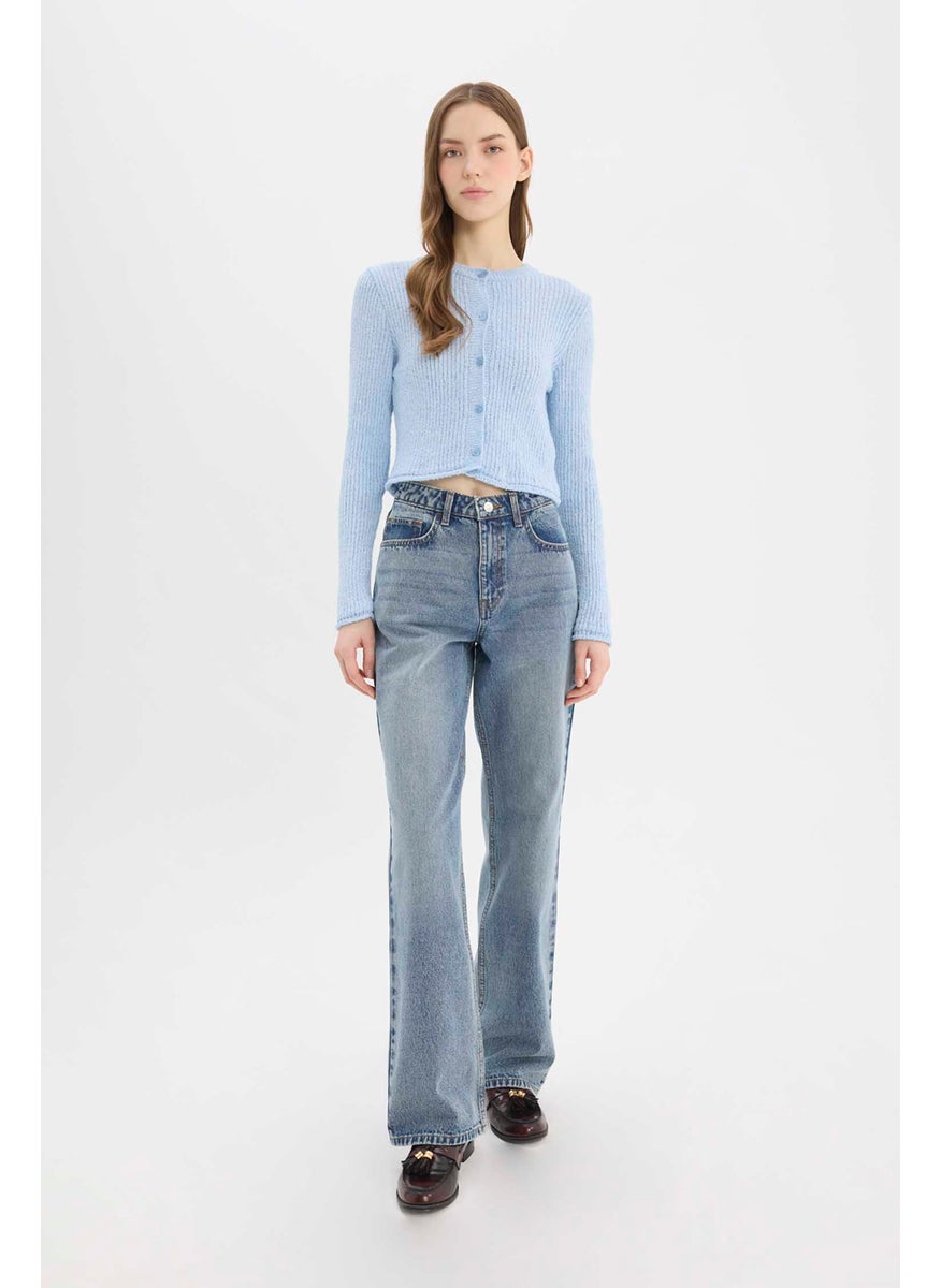 DeFacto Woman Slim Fit Crew Neck Buttoned Knit Cardigan  - Image 3