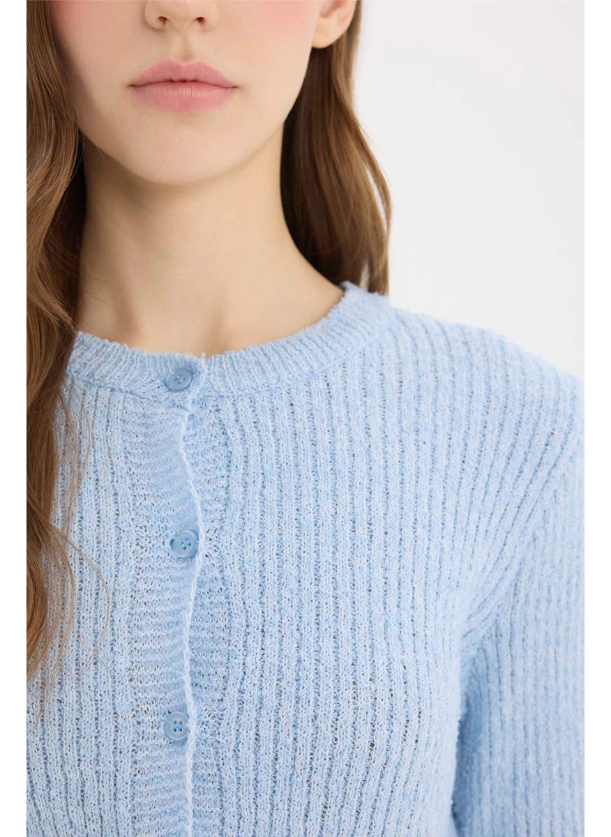 DeFacto Woman Slim Fit Crew Neck Buttoned Knit Cardigan  - Image 5