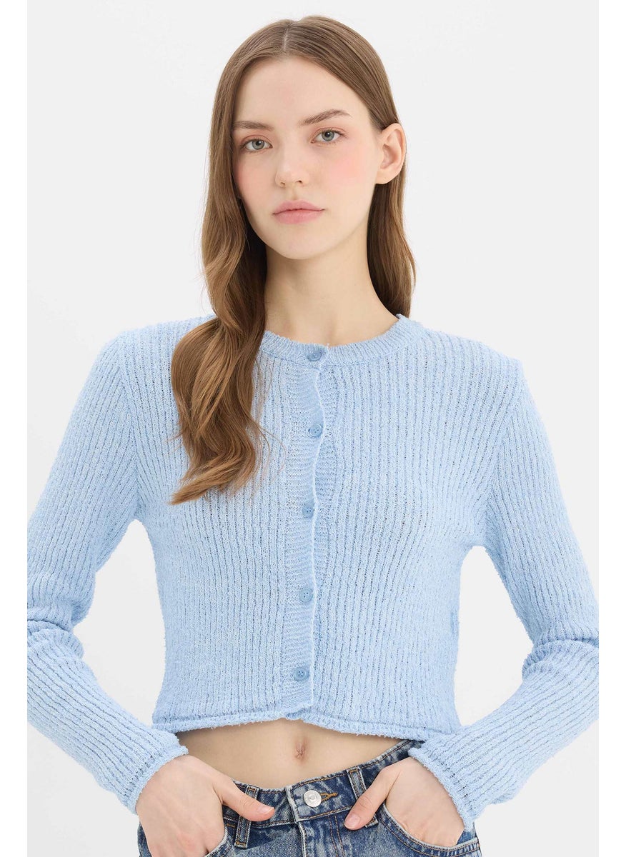 DeFacto Woman Slim Fit Crew Neck Buttoned Knit Cardigan  - Image 1
