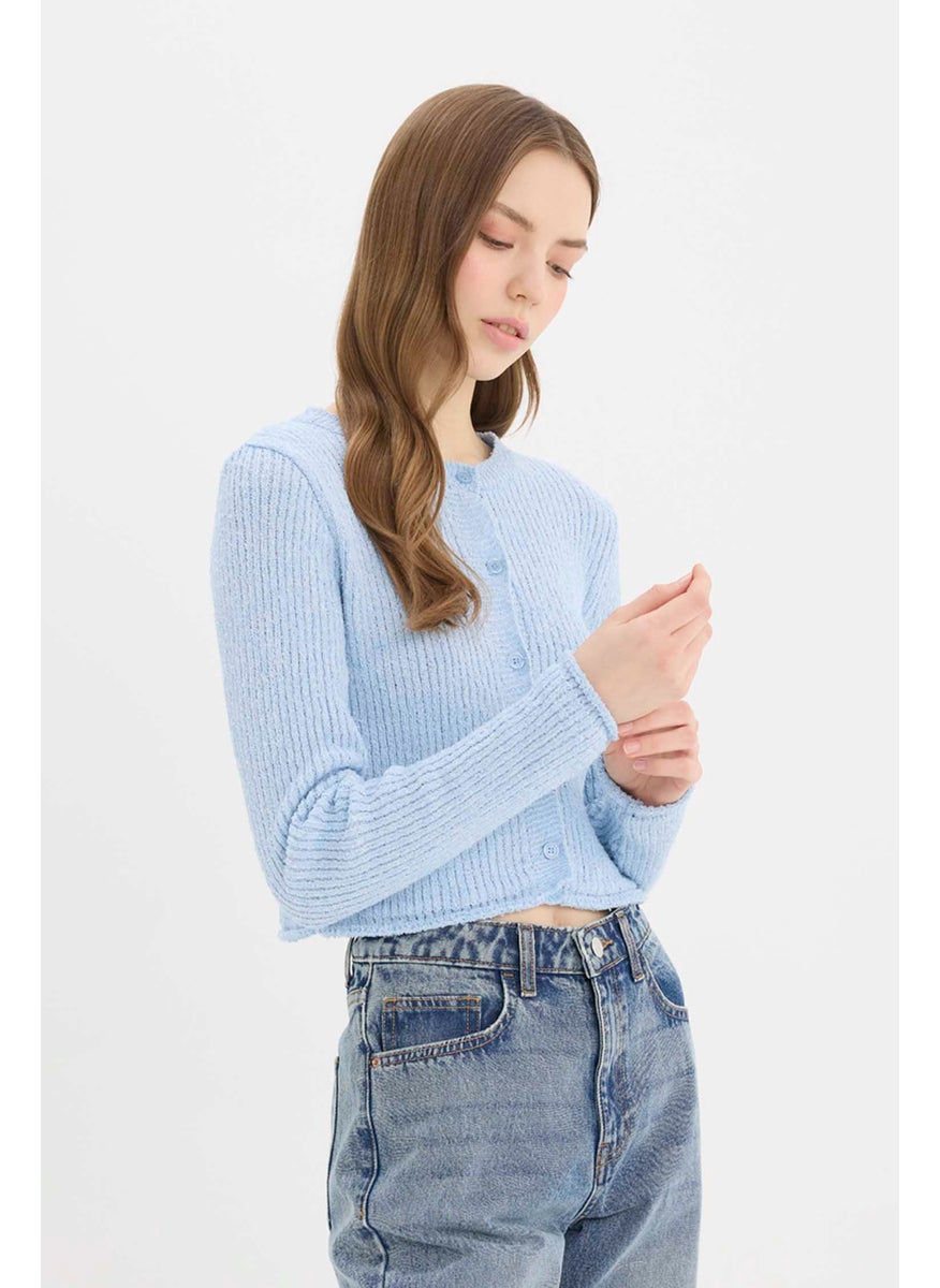DeFacto Woman Slim Fit Crew Neck Buttoned Knit Cardigan  - Image 4