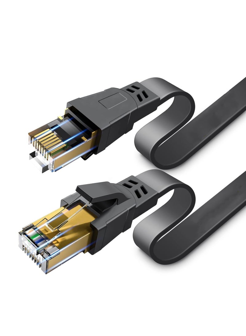 Cat8 Ethernet Cable, 20 Meters 40GBPS 2000Mhz Flat LAN Network Cable, High Speed Shielded Internet Network Patch Cord with Gold Plated RJ45 Connector for Modem, Router, Switch, PS5/PS4/PS3, Xbox - Image 1