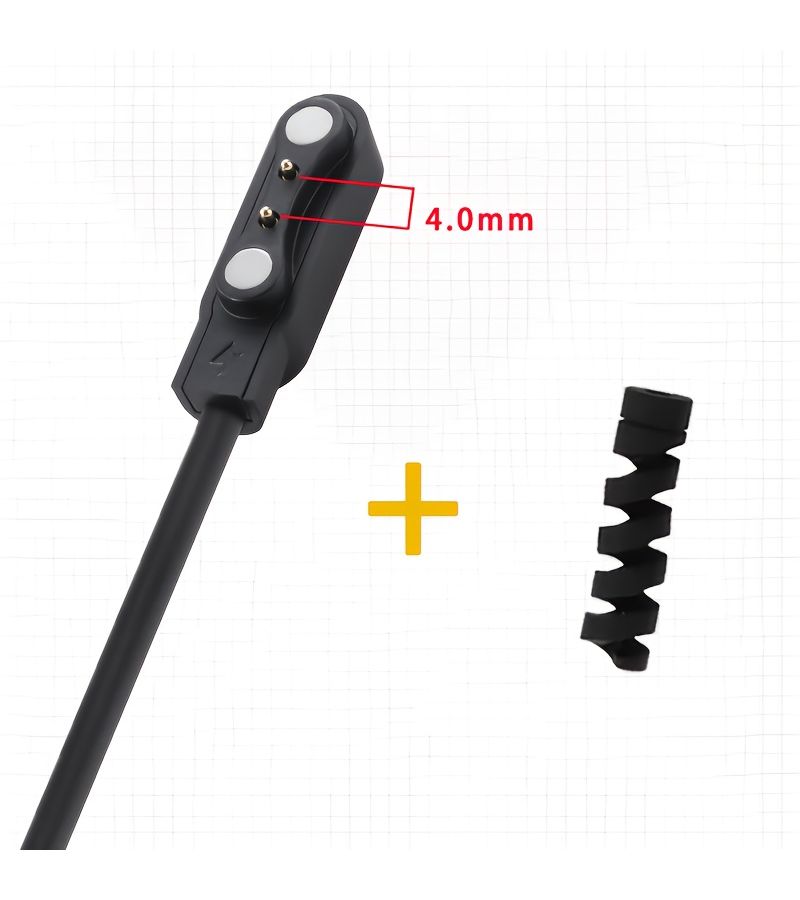 USB Replacement Watch Charging Cable 2.5mm Spacing Black with Spiral Protector - Image 5