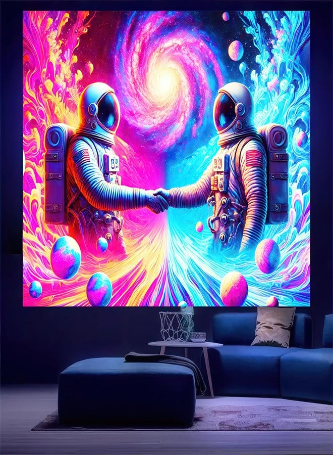 BlissYard Blacklight Astronaut Tapestry Trippy UV Reactive Fantasy Wall Tapestry Psychedelic Neon Galaxy Space Tapestry Wall Hanging for Backdrop Bedroom Dorm Living Room Decor 59 X 78 inch - Image 3