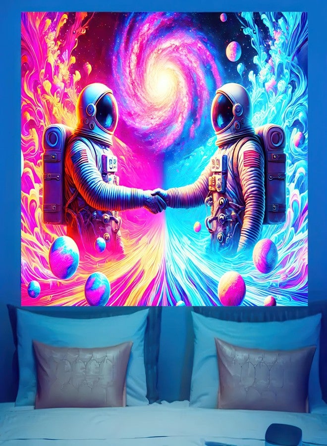 BlissYard Blacklight Astronaut Tapestry Trippy UV Reactive Fantasy Wall Tapestry Psychedelic Neon Galaxy Space Tapestry Wall Hanging for Backdrop Bedroom Dorm Living Room Decor 59 X 78 inch - Image 2