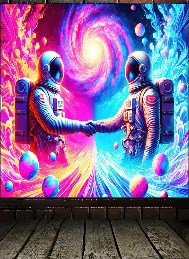 BlissYard Blacklight Astronaut Tapestry Trippy UV Reactive Fantasy Wall Tapestry Psychedelic Neon Galaxy Space Tapestry Wall Hanging for Backdrop Bedroom Dorm Living Room Decor 59 X 78 inch - Image 1