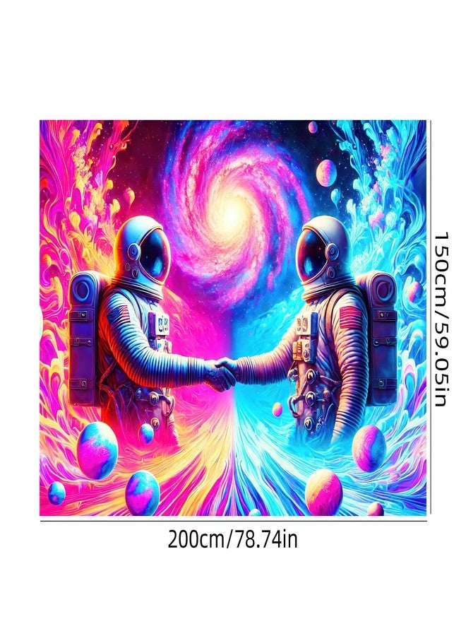 BlissYard Blacklight Astronaut Tapestry Trippy UV Reactive Fantasy Wall Tapestry Psychedelic Neon Galaxy Space Tapestry Wall Hanging for Backdrop Bedroom Dorm Living Room Decor 59 X 78 inch - Image 5