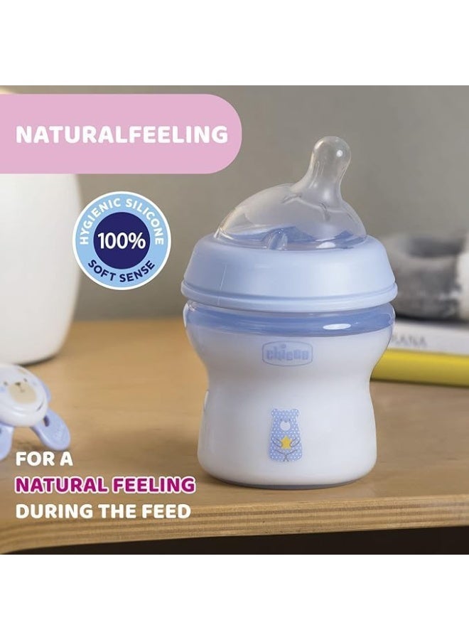 Chicco Natural Feeling Anti-Colic Baby Bottle, 150 ml, Blue - Image 2