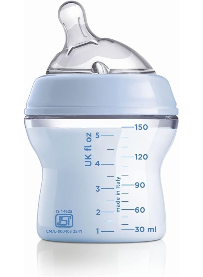 Chicco Natural Feeling Anti-Colic Baby Bottle, 150 ml, Blue - Image 1