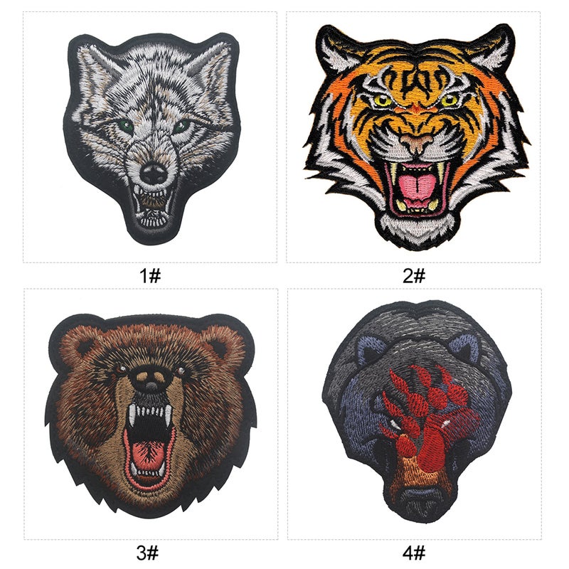 Animal Armband Magic Sticker Tiger Wolf Bear Embroidered Patch Clothing Bag Decoration - Image 2